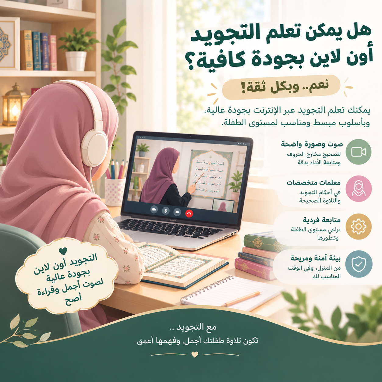 هل يمكن تعلم التجويد أون لاين بجودة كافية؟